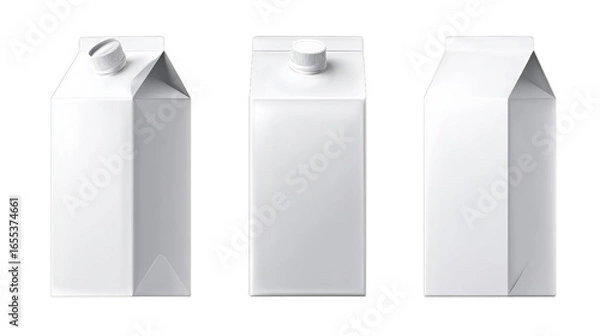 Fototapeta Milk and juice pack. Realistic carton package isolated, white box template for dairy product. Blank packaging for milk or juice on transparent background
