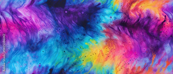 Fototapeta Seamless repeating tile pattern ink drip Rainbow 