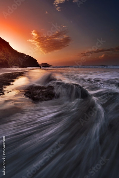 Fototapeta Sunrise view at Pantai Pecaron Kebumen Central Java Indonesia