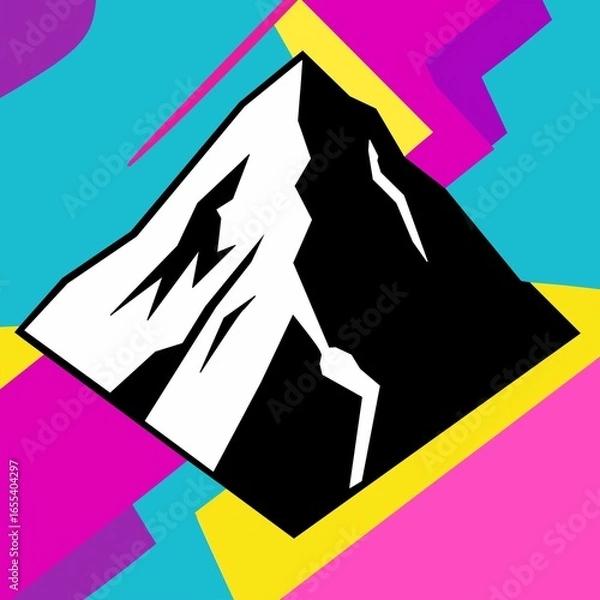 Obraz Mountain icon. Retro style background. Vector illustration.