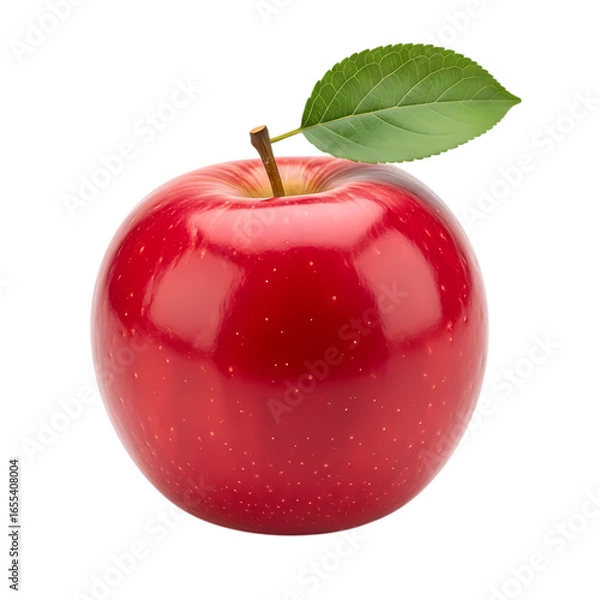 Obraz red apple with leaf