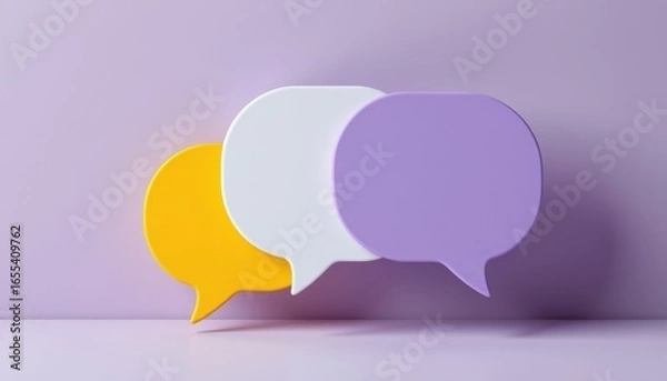 Fototapeta Soft Pastel Speech Bubbles Minimalist Composition