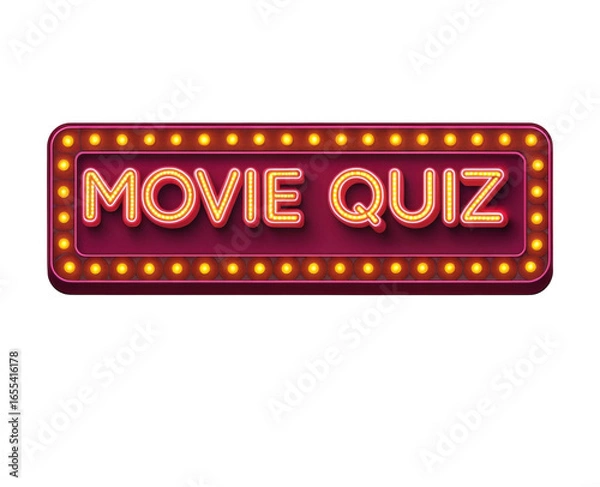 Fototapeta Neon Movie Quiz Signage with Bright Lights and Fun Atmosphere for Entertainment Events