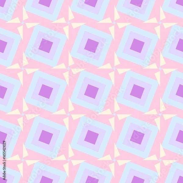 Fototapeta seamless pattern with pink squares. A whimsical, seamless geometric pattern with a retro feel. 