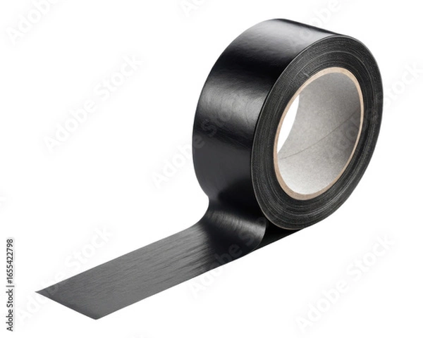 Fototapeta Black Adhesive Tape Roll Isolated on Transparent Background Perfect for Crafts and Repair