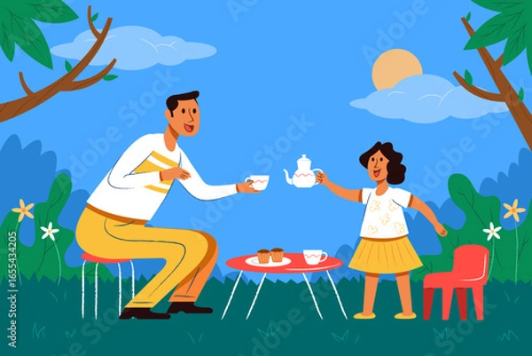 Fototapeta Tea Time With Daughter