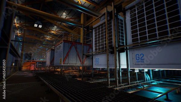 Obraz 工場　静寂の中の稼働音