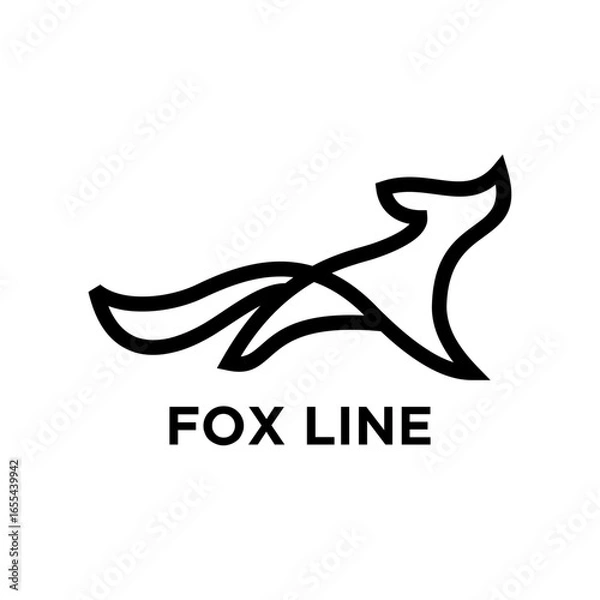 Fototapeta Fox Line Art Design Logo on White Background