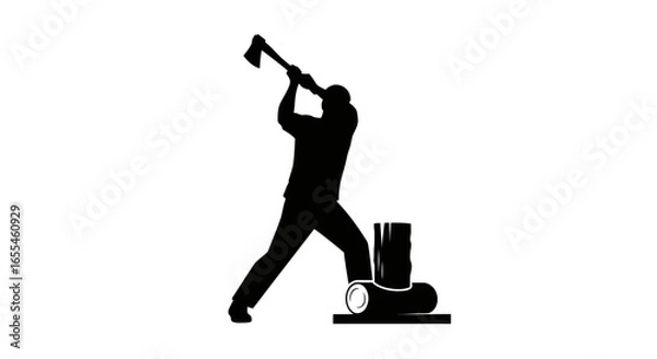 Fototapeta lumberjack silhouette powerful icon for strength hard work and achievement ideal for business construction and forestry projects
