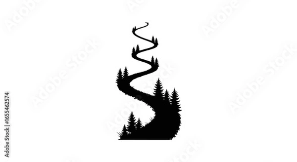 Fototapeta winding forest road silhouette perfect for nature travel and adventure designs illustrating journey path or destination concepts