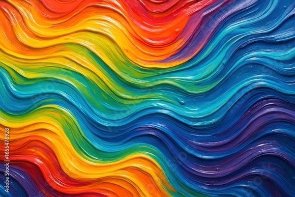 Obraz Vibrant rainbow paint explosion creating dynamic splash effect on white surface