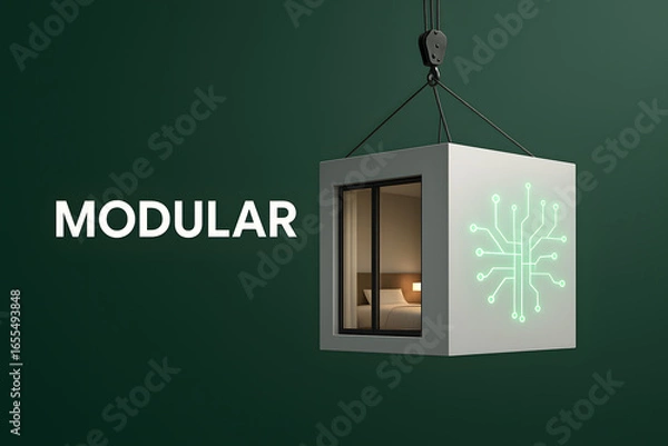 Obraz Sustainable Eco-Hotel Modular Unit with Green Technology for Hospitality Design