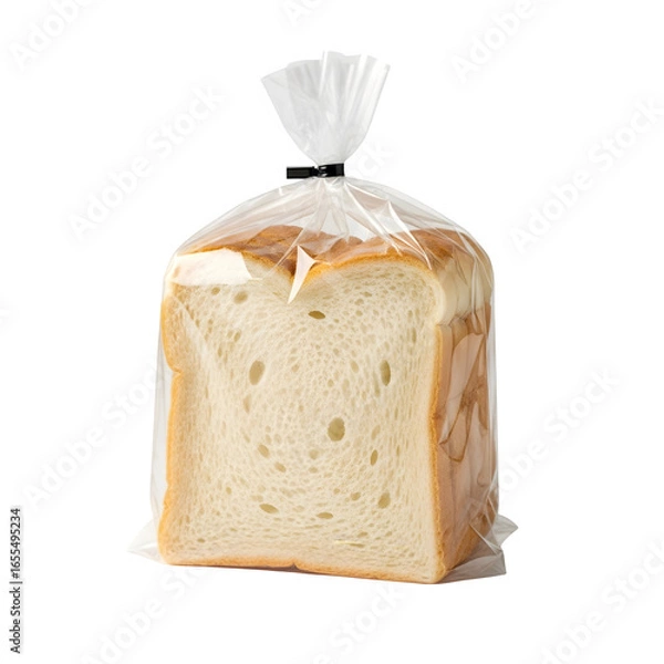 Fototapeta Packaged Slice Bread in Transparent Plastic Bag for Bakery and Food Storage, Isolated on White or Transparent Background