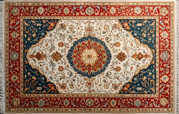 Fototapeta Old Persian carpet with pattern. top view
