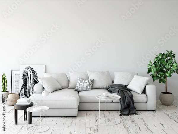 Obraz mock up wall interior. Wall art. 3d rendering, 3d illustration