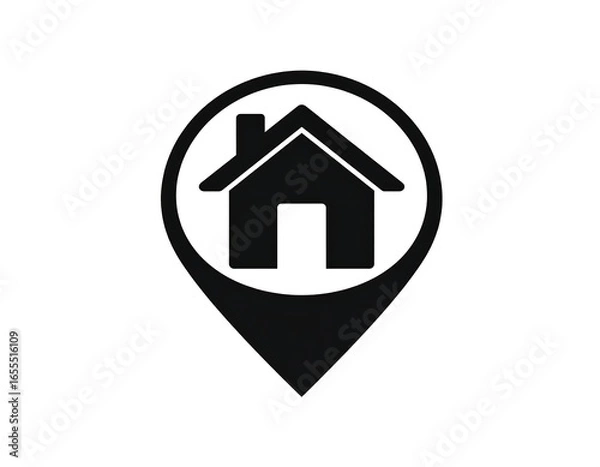 Obraz Simple black house icon inside a map pointer
