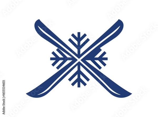 Fototapeta Winter sport design with snowflake and ski poles