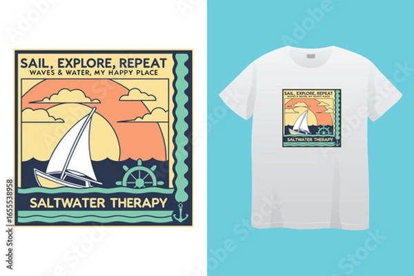 Fototapeta I am the boat captain - Boat Captain T Shirt Design, Hand drawn lettering phrase, Isolated on Black background, For the design of postcards, cups, card, posters. 