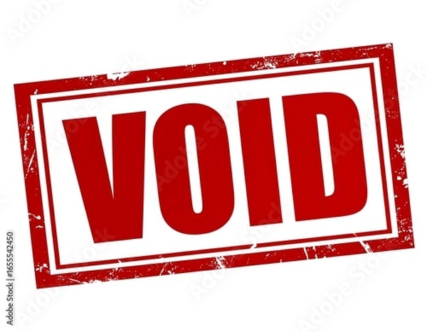 Fototapeta Red rectangular stamp with grunge texture, proclaiming "VOID" in bold capital letters