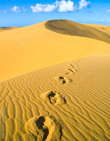 Obraz Footprints on a golden desert dune