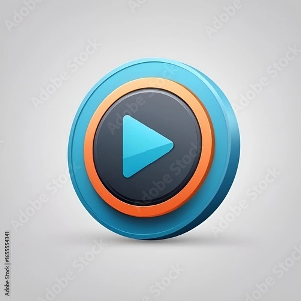 Fototapeta Play button icon on white background, clean round vector, 32k ultra HD, high resolution