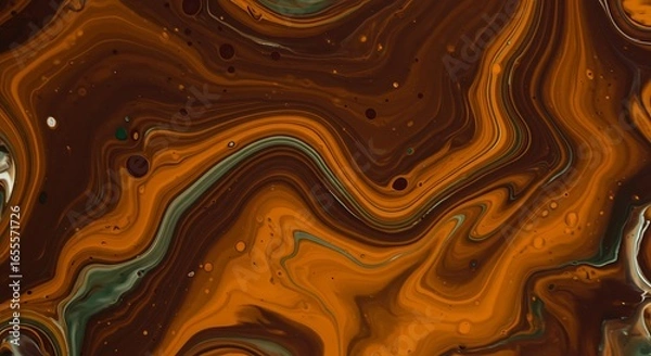 Fototapeta Dynamic Fluid Art Pattern with Swirling Earth Tones and Abstract Marble Texture for Backgrounds and Creative Designs