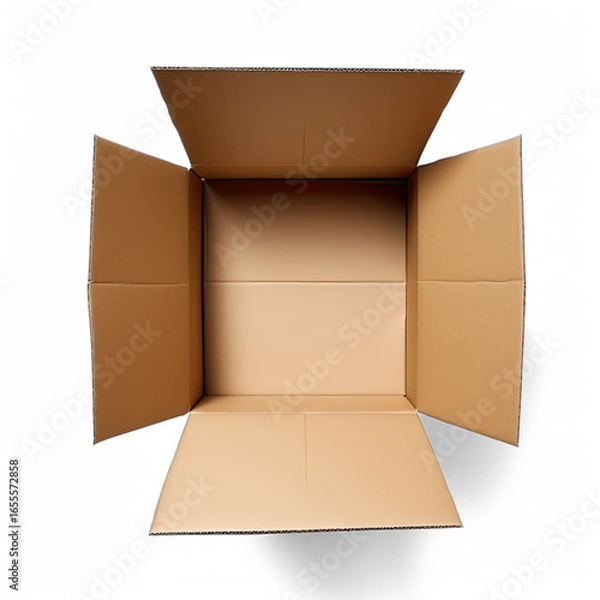 Obraz An open cardboard box with no items inside, isolated on a transparent background