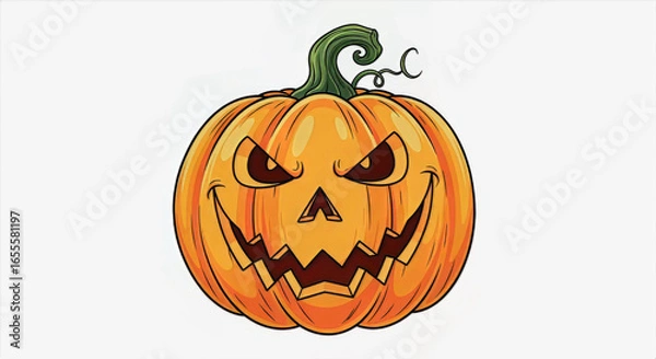 Obraz Cartoon jack-o-lantern pumpkin with evil face for Halloween