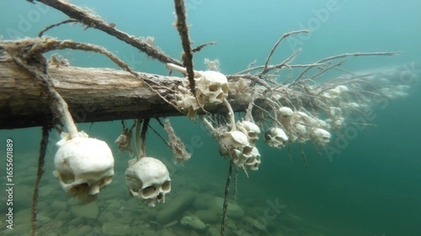 Obraz Submerged log with skulls