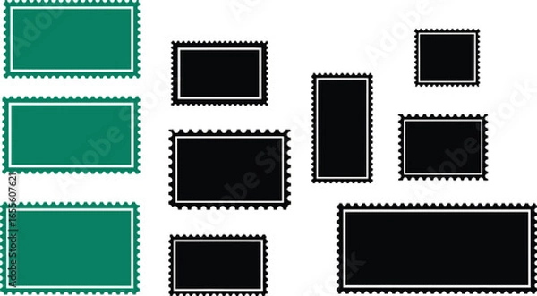 Fototapeta Black postage stamp collection vector graphic illustration