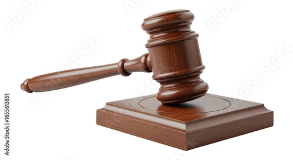 Fototapeta Wooden gavel and sounding block isolated on transparent background