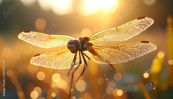 Obraz Golden Hour Dragonfly Meadow.