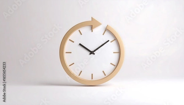Obraz Circular Clock with Time Renewal, and Beige.