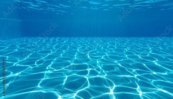 Obraz Underwater view of a swimming pool with sunbeams and caustic light patterns shimmering