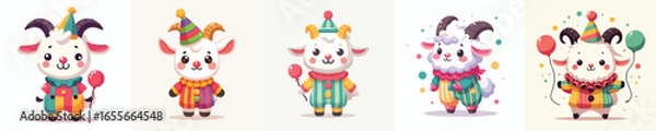 Fototapeta goat vector in clown costume