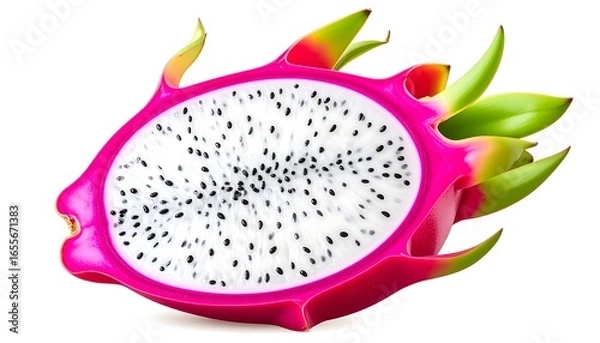 Obraz White Dragon Fruit Half with Isolated.