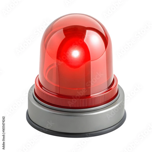 Obraz Red emergency warning light beacon isolated on transparent background