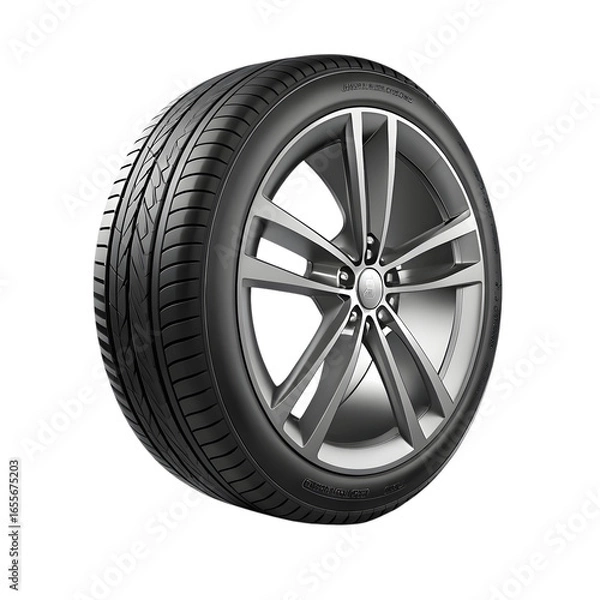 Obraz Car tire and alloy wheel isolated on transparent background