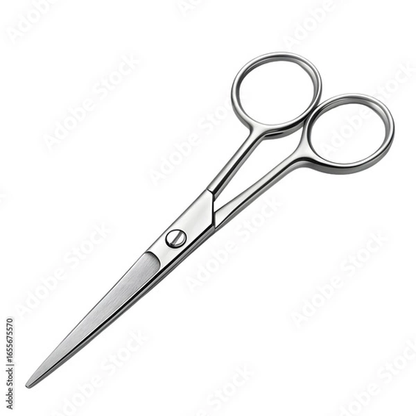 Obraz Silver grooming scissors with decorative blades isolated on transparent background