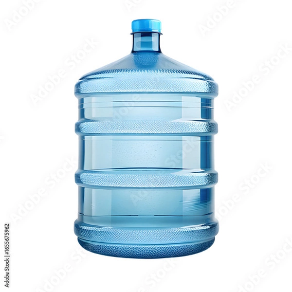 Obraz Large clear plastic water bottle with blue cap isolated on transparent background