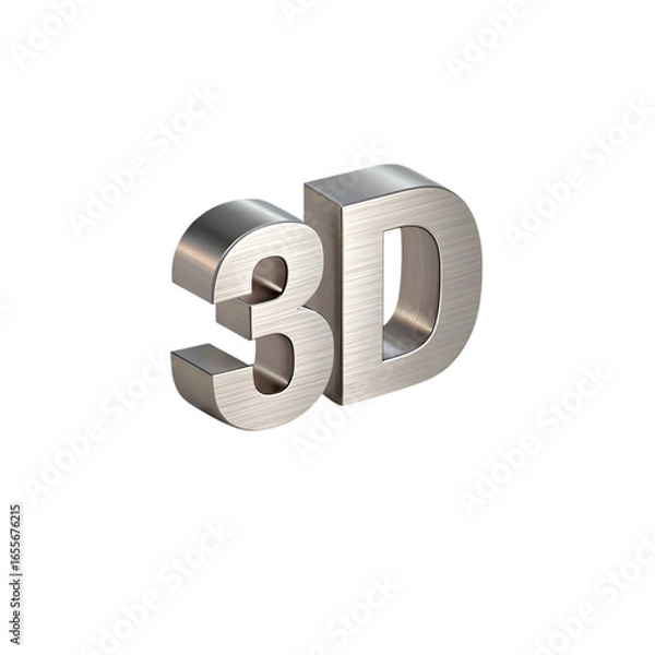 Obraz Metallic 3d text isolated on transparent background