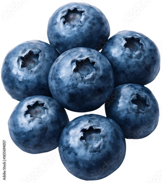 Fototapeta Fresh Blueberries Piled Together on White Background for Healthy Food Concepts and Recipes