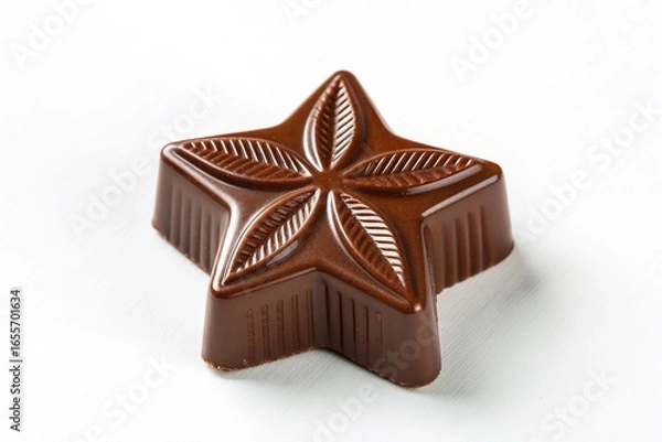 Fototapeta High angle view of star shaped chocolate on a white background