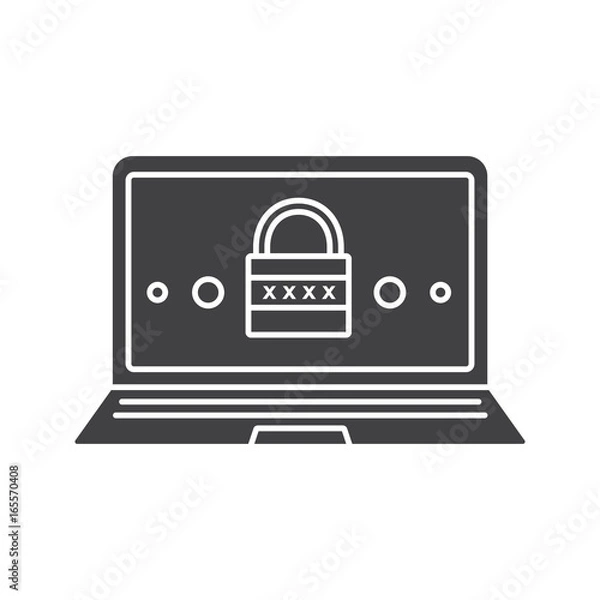Fototapeta Laptop security system glyph icon