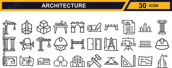 Fototapeta Vector art of architecture icon set