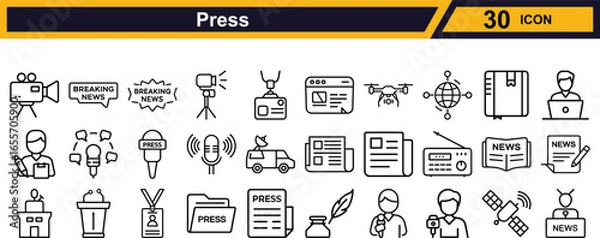 Fototapeta Vector art of press and media icons set