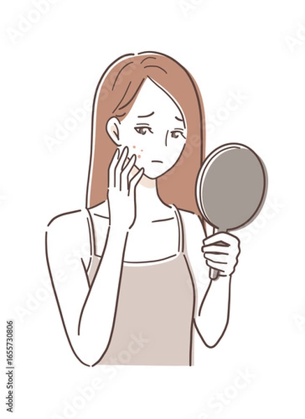 Obraz 肌荒れに悩む女性のイラスト素材