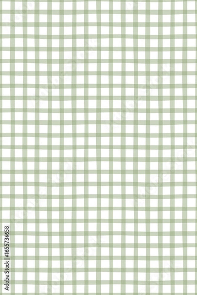Obraz Hand drawn seamless pattern gingham pastel sage green