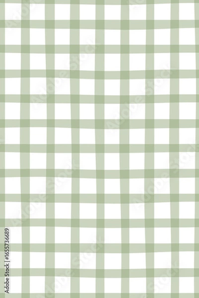 Fototapeta Hand drawn seamless pattern gingham olive green
