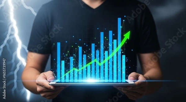 Fototapeta Growth Chart on Tablet, Business Success